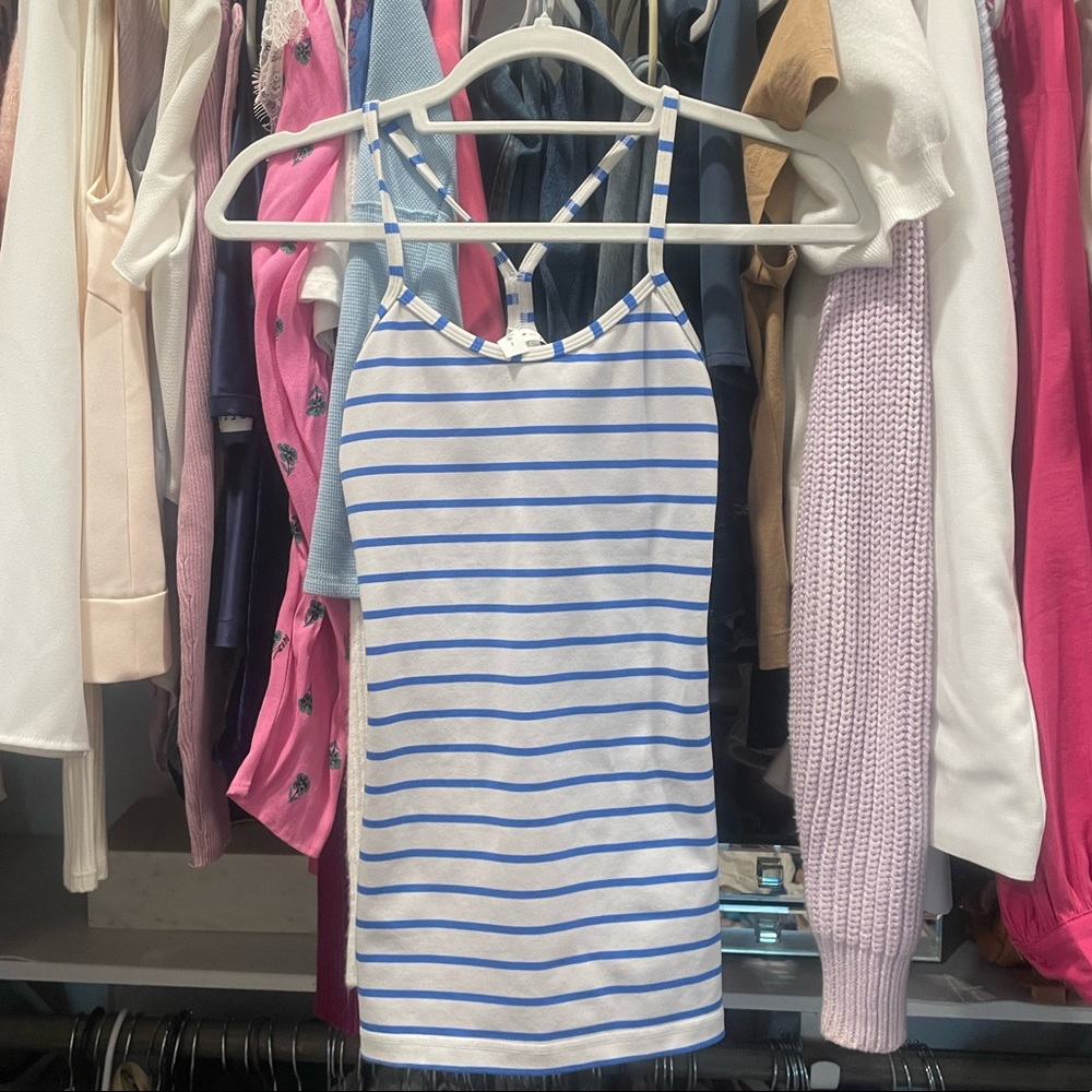 Blue/White Striped Lululemon Power Y Tank